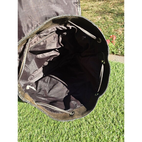 Vtg Walt Disney World Large Rucksack Backpack Brown Faux Leather 3 Pockets - Picture 13 of 16